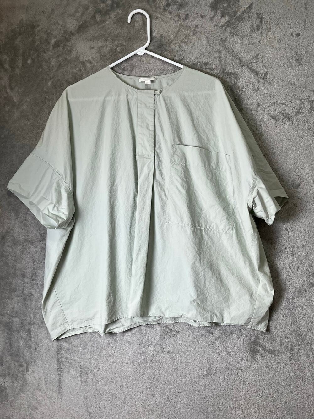COS Smooth Cotton Top Light Gray Size 8 Oversized Minimalist Boxy Tunic